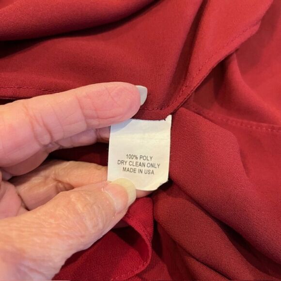 Slate & Willow Rose Illusion Dress Chiffon Lined Elastic Waist Red Womens Size 6 - Picture 10 of 14